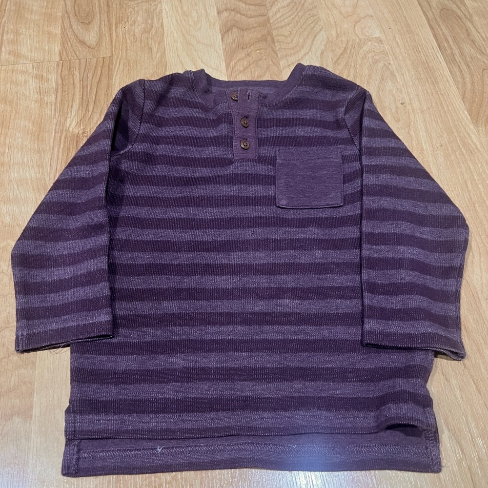 Cat & Jack Toddler Boys Dark Maroon Striped Crewneck Shirt